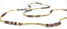 Load image into Gallery viewer, Bracelet - stretch wrap, topaz Czech rondelles, brass and gold noodles