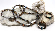 Load image into Gallery viewer, Convertible Necklace, Earring set - Czech Glass, Pearls