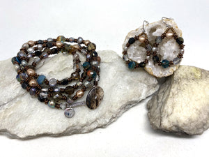 Convertible Necklace, Earring set - Czech Glass, Pearls