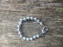 Load image into Gallery viewer, Bracelet - clasped 10 mm hollow silver beads on chain