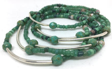 Load image into Gallery viewer, Bracelet Stretch Wrap in Green Seed Beads with Fire Polish