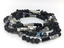Load image into Gallery viewer, Bracelet - stretch wrap, black lava, San Diego Fog, Miyuki cubes