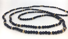 Load image into Gallery viewer, Bracelet - stretch wrap, blue goldstone and gold accent beads