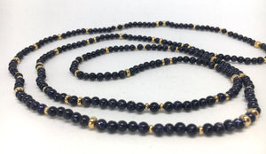 Bracelet - stretch wrap, blue goldstone and gold accent beads