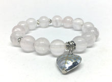 Load image into Gallery viewer, Bracelet Stretch Mala Rose Quartz with Hammered Heart