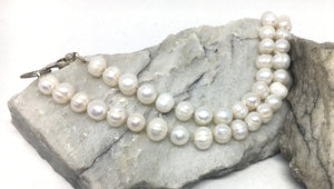 Necklace - hand knotted 8 mm fresh water pearls