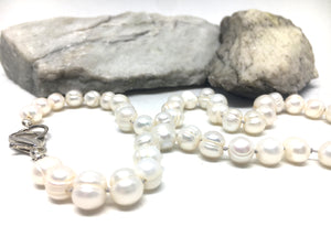 Necklace - hand knotted 8 mm fresh water pearls