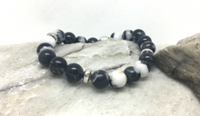 Load image into Gallery viewer, Bracelet - stretch mala style, Zebra Jasper