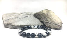 Load image into Gallery viewer, Bracelet - stretch mala style, Zebra Jasper