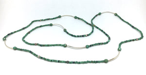 Bracelet Stretch Wrap in Green Seed Beads with Fire Polish