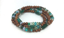 Load image into Gallery viewer, Bracelet - stretch wrap, sandalwood, Mermalicious, jade oblongs